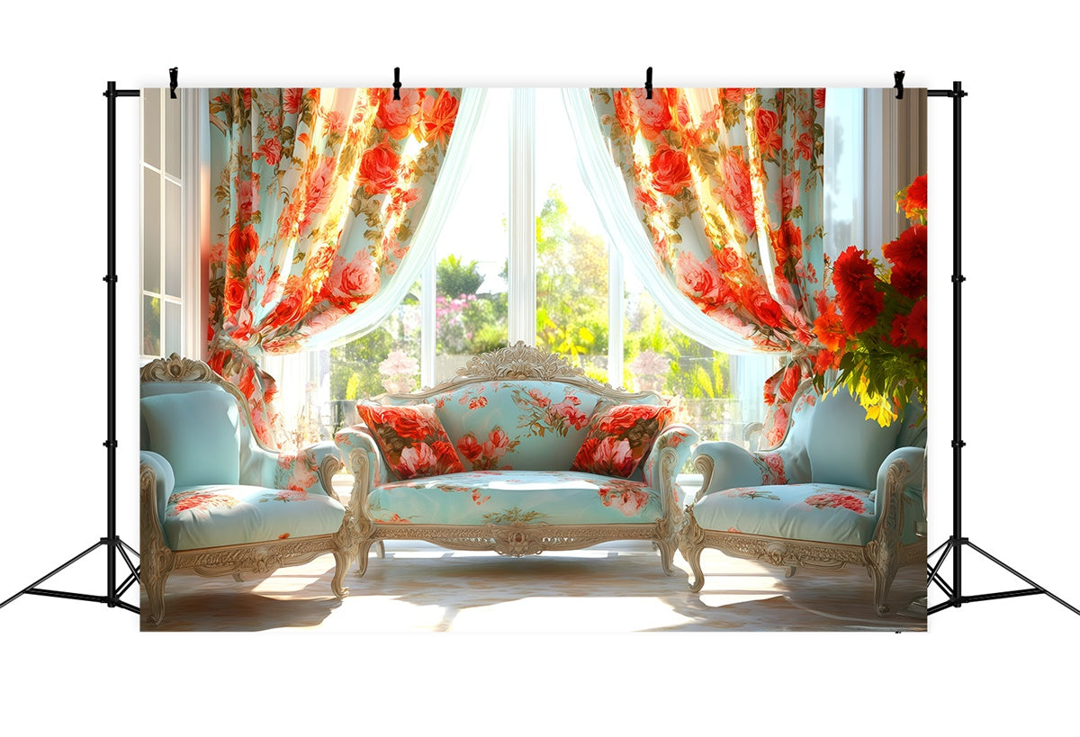 Vintage Backdrops For Photography Chic Rose Curtain Sofa Backdrop UK GQ4-323
