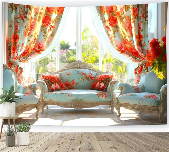 Vintage Backdrops For Photography Chic Rose Curtain Sofa Backdrop UK GQ4-323