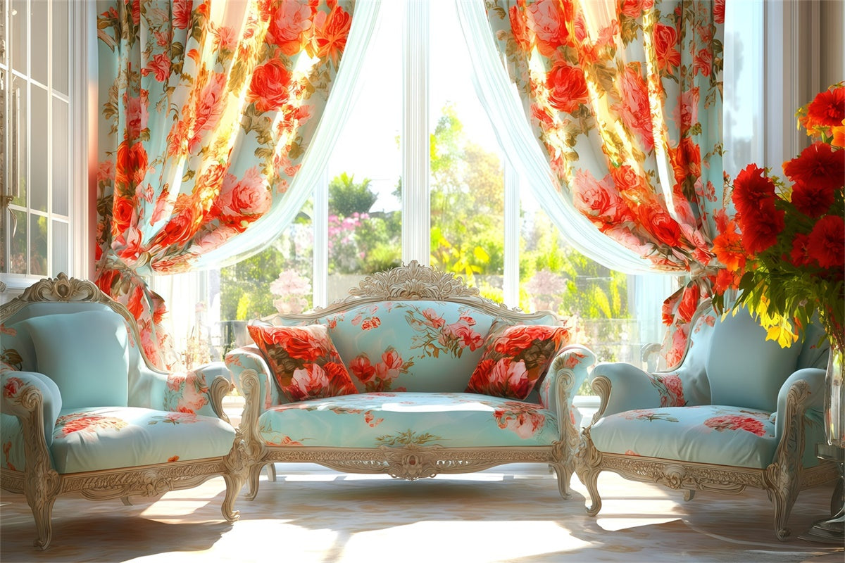 Vintage Backdrops For Photography Chic Rose Curtain Sofa Backdrop UK GQ4-323