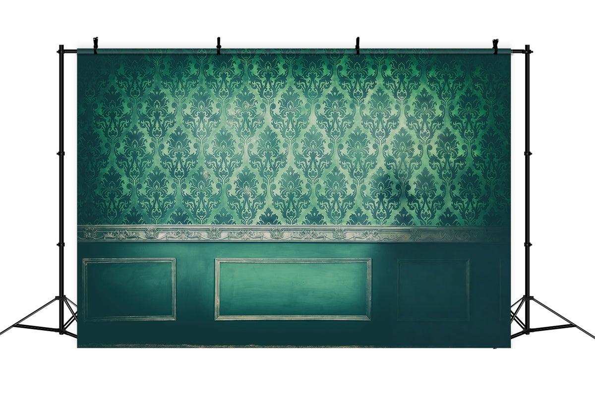 Vintage Wall Backdrop Emerald Damask Wall Vintage Photo Backdrop UK GQ4-337
