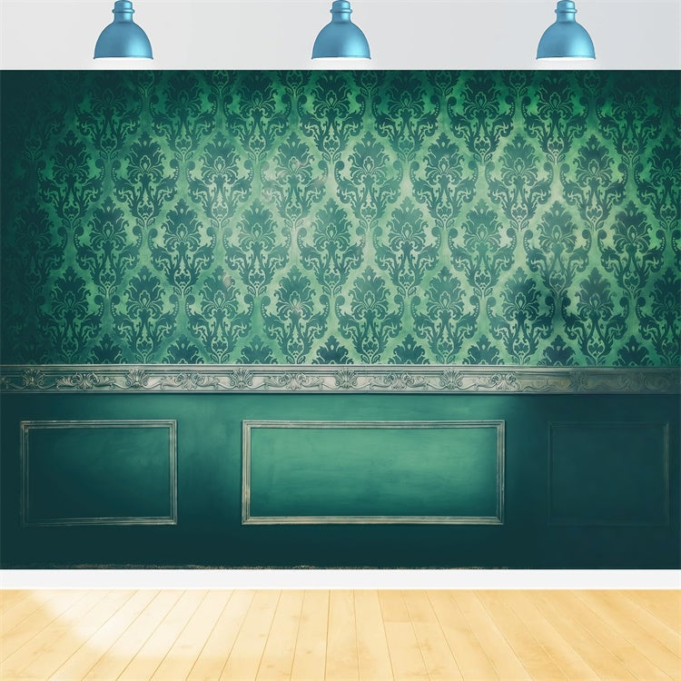 Vintage Wall Backdrop Emerald Damask Wall Vintage Photo Backdrop UK GQ4-337