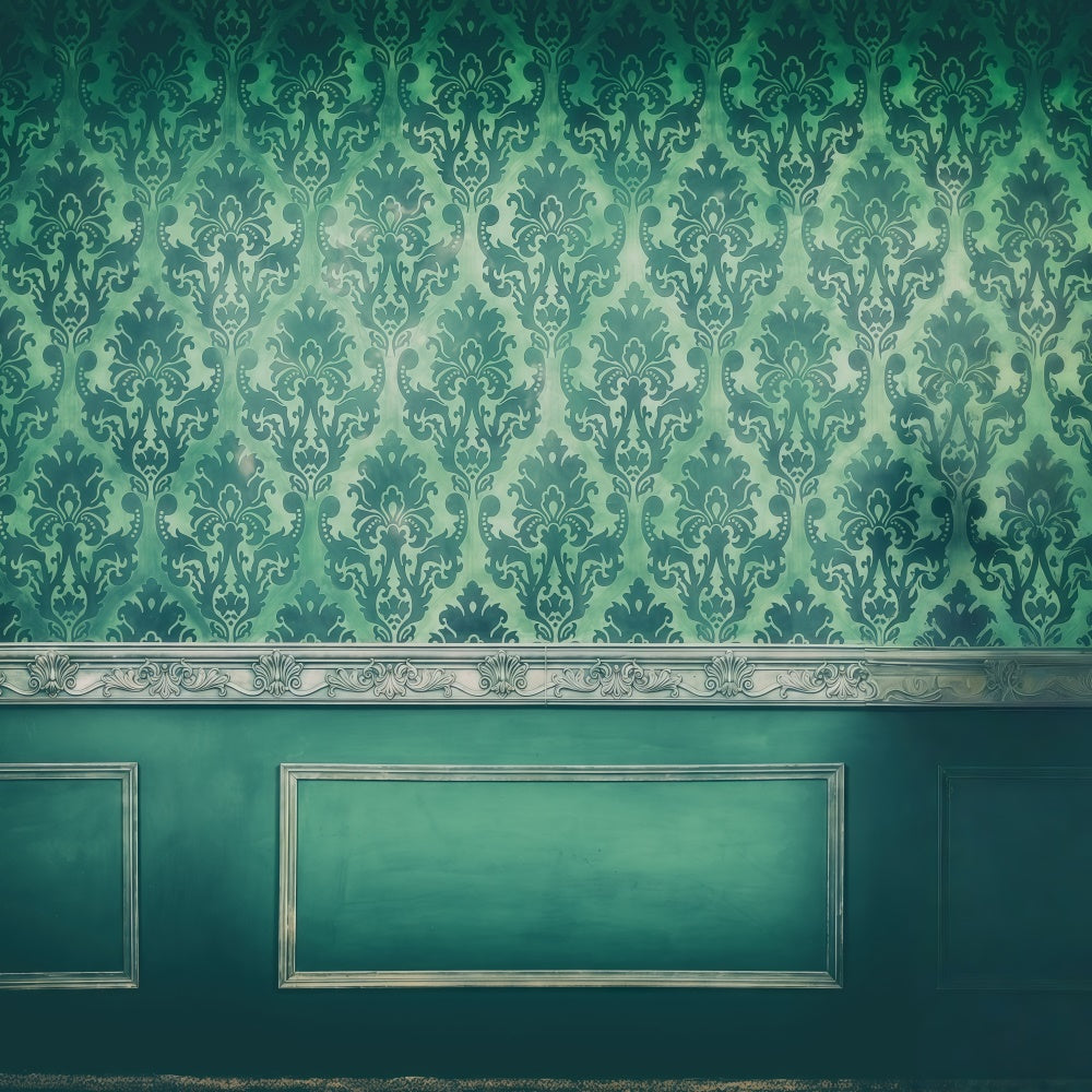 Vintage Wall Backdrop Emerald Damask Wall Vintage Photo Backdrop UK GQ4-337