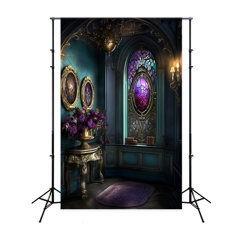 Victorian Backdrops Ornate Glass Window Vintage Photo Backdrops UK GQ4-341