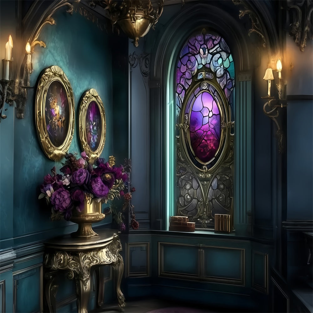 Victorian Backdrops Ornate Glass Window Vintage Photo Backdrops UK GQ4-341