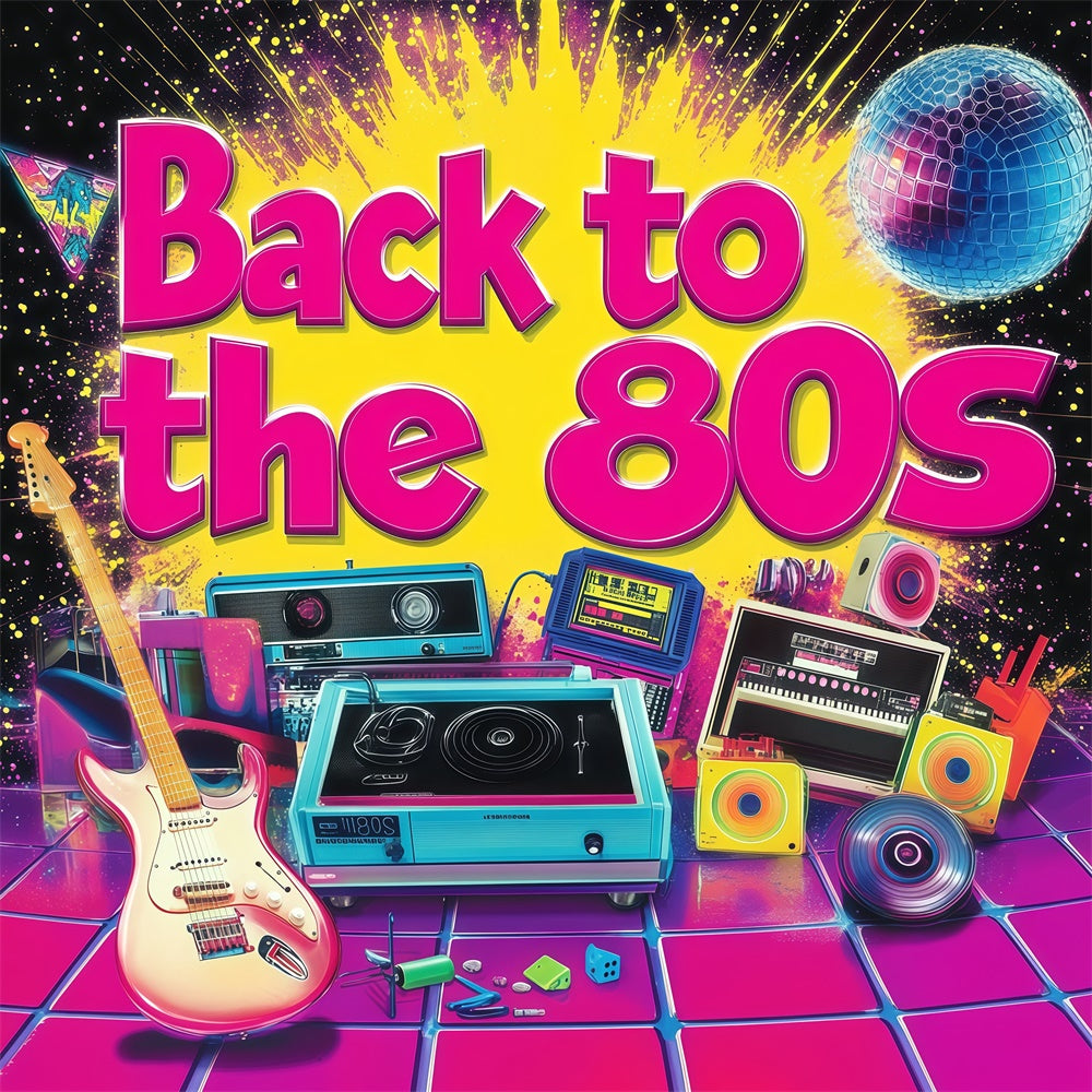 80s Backdrop Music Instruments Party Scene Backdrop UK GQ4-348