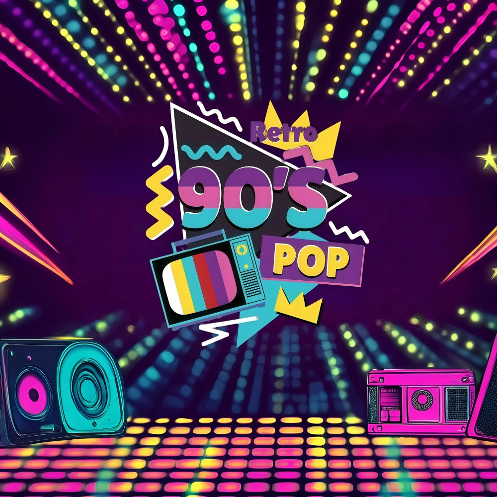 90's Photo Backdrop Vibrant Neon Pop Era Backdrop UK GQ4-354