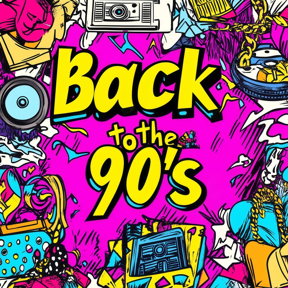 90s Photo Backdrop Doodle Party Throwback Backdrop UK GQ4-355