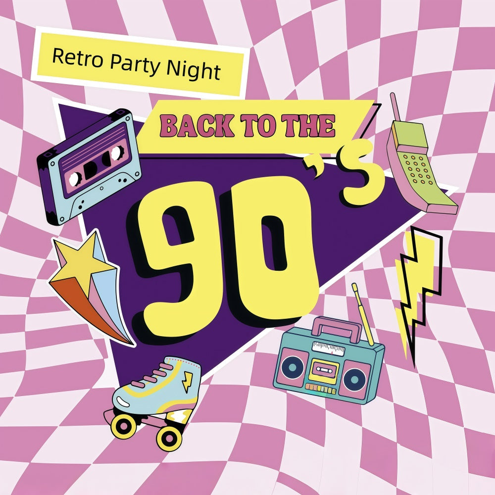 90s Backdrop Cartoon Style Retro Icons Backdrop UK GQ4-357