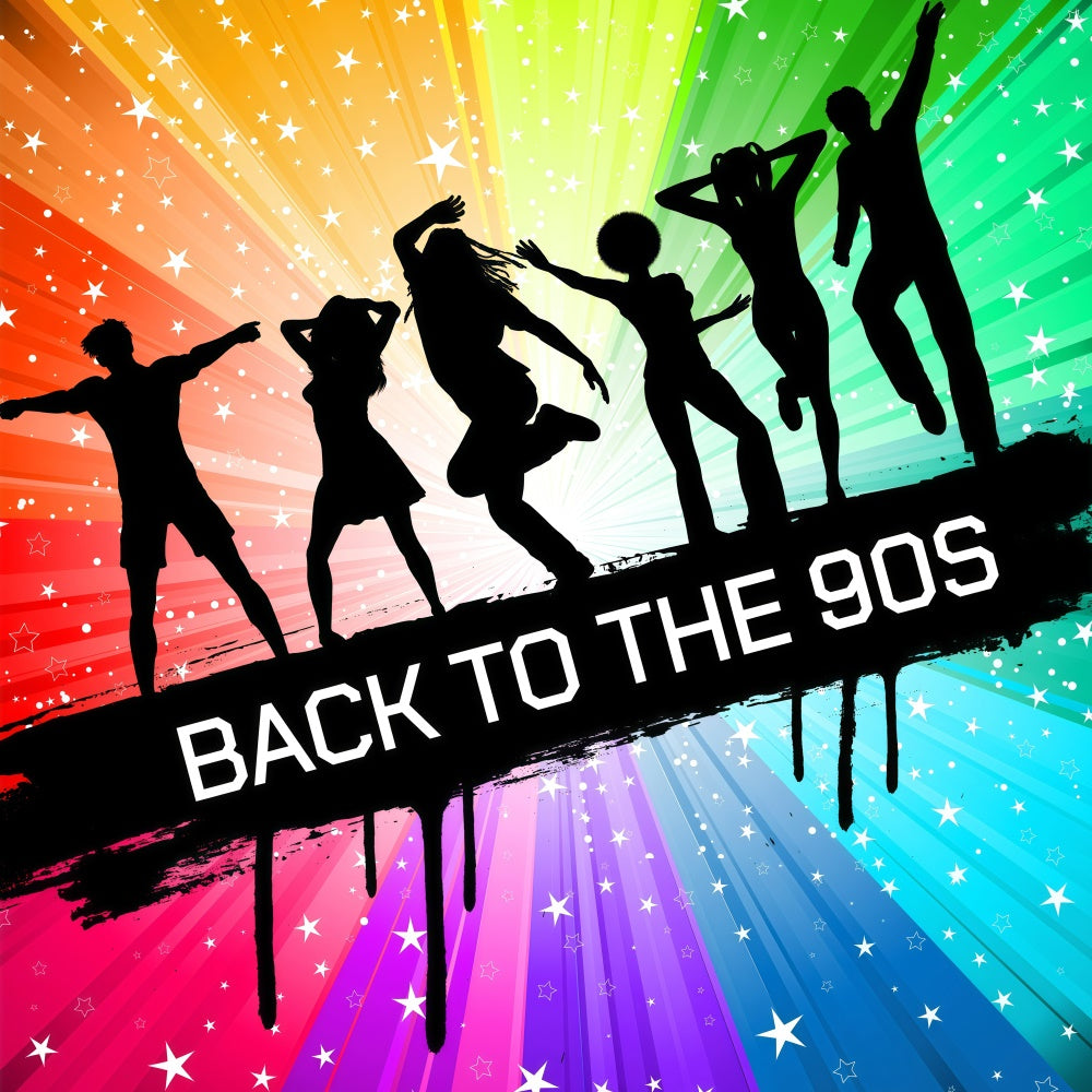 90s Backdrop Energetic Retro Dance Silhouettes Backdrop UK GQ4-362