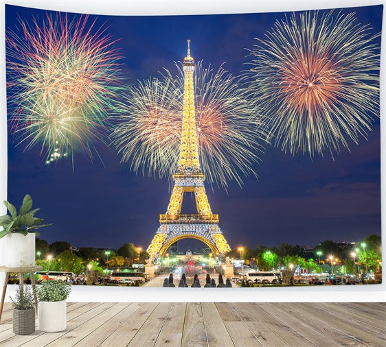 Paris Backdrop Ideas Eiffel Tower Fireworks Celebration Backdrop UK GQ4-43