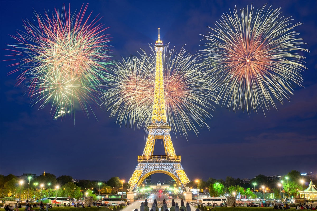 Paris Backdrop Ideas Eiffel Tower Fireworks Celebration Backdrop UK GQ4-43
