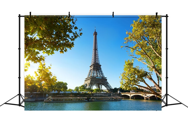 Paris Backdrop For Pictures Eiffel Tower Sky River Backdrop UK GQ4-45