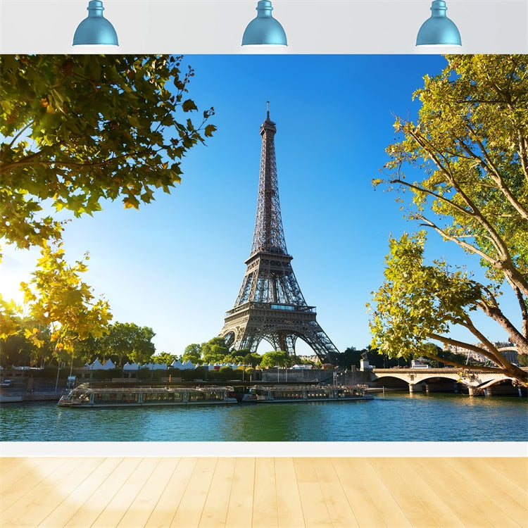 Paris Backdrop For Pictures Eiffel Tower Sky River Backdrop UK GQ4-45