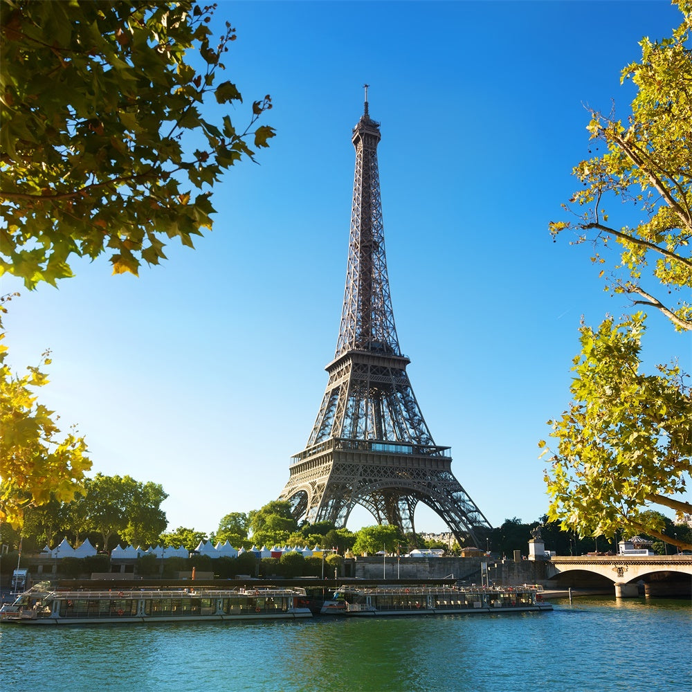 Paris Backdrop For Pictures Eiffel Tower Sky River Backdrop UK GQ4-45
