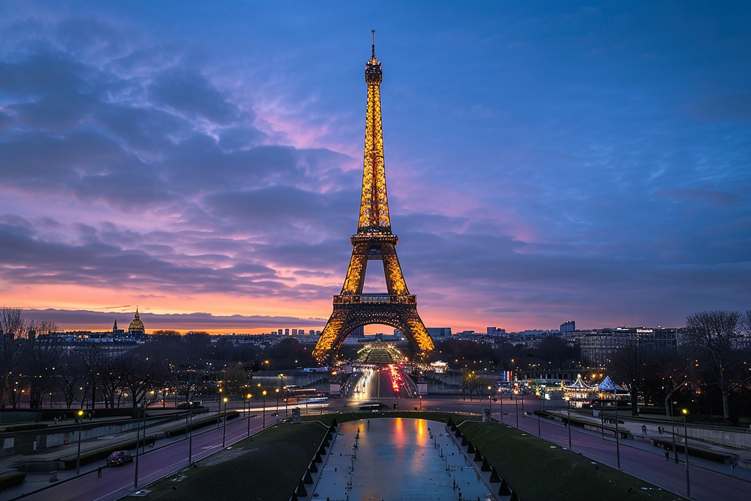 Paris Photography Backdrop Twilight Eiffel Tower Sky Backdrop UK GQ4-47