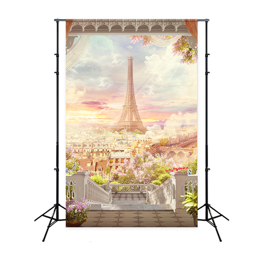 Paris Themed Photo Backdrop Elegant Balcony Paris City Backdrop UK GQ4-49