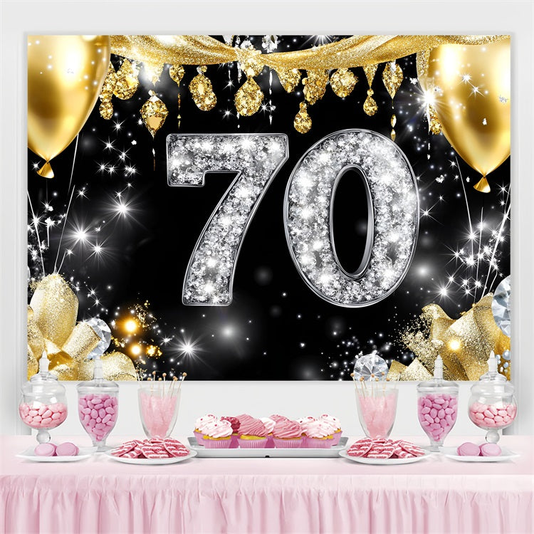 Happy Birthday Backdrop Diamond Sparkle 70th Custom Backdrop UK GQ4-5