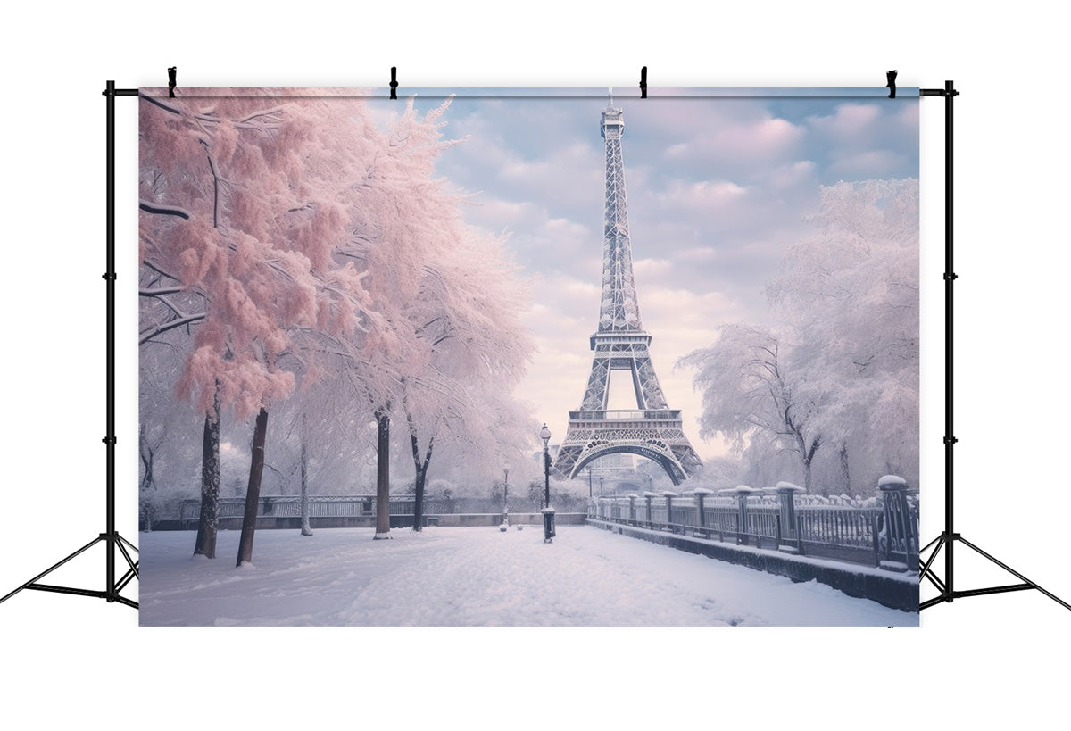 Paris Backdrop Photography Eiffel Tower Winter Scene Backdrop UK GQ4-53