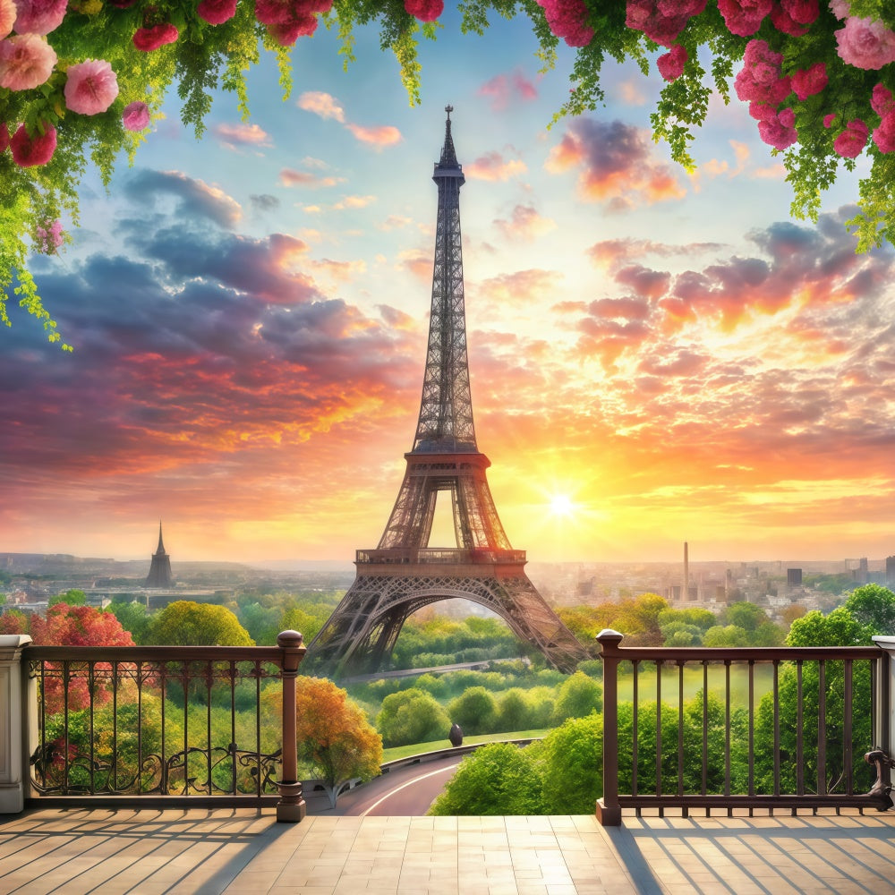 Paris Theme Backdrop Romantic Balcony Eiffel Tower Backdrop UK GQ4-56