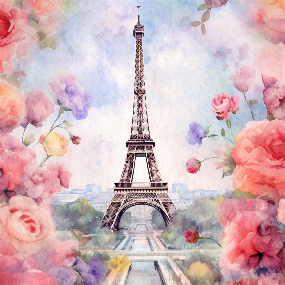 Paris Photography Backdrop Romantic Floral Paris Tower Backdrop UK GQ4-58