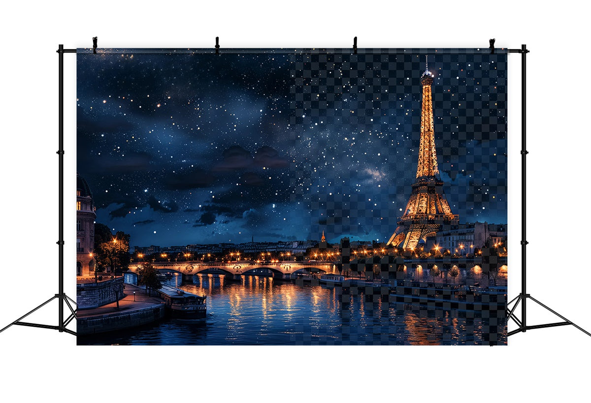 Paris Backdrop For Pictures Midnight Sky Eiffel Tower Backdrop UK GQ4-59