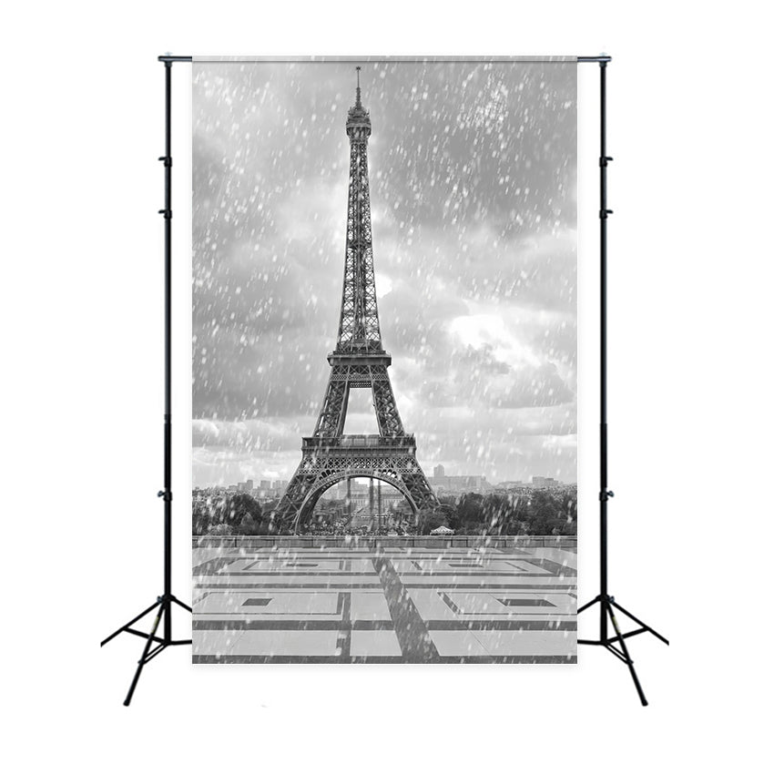 Paris Photo Backdrop Vintage Eiffel Tower Rainfall Backdrop UK GQ4-62
