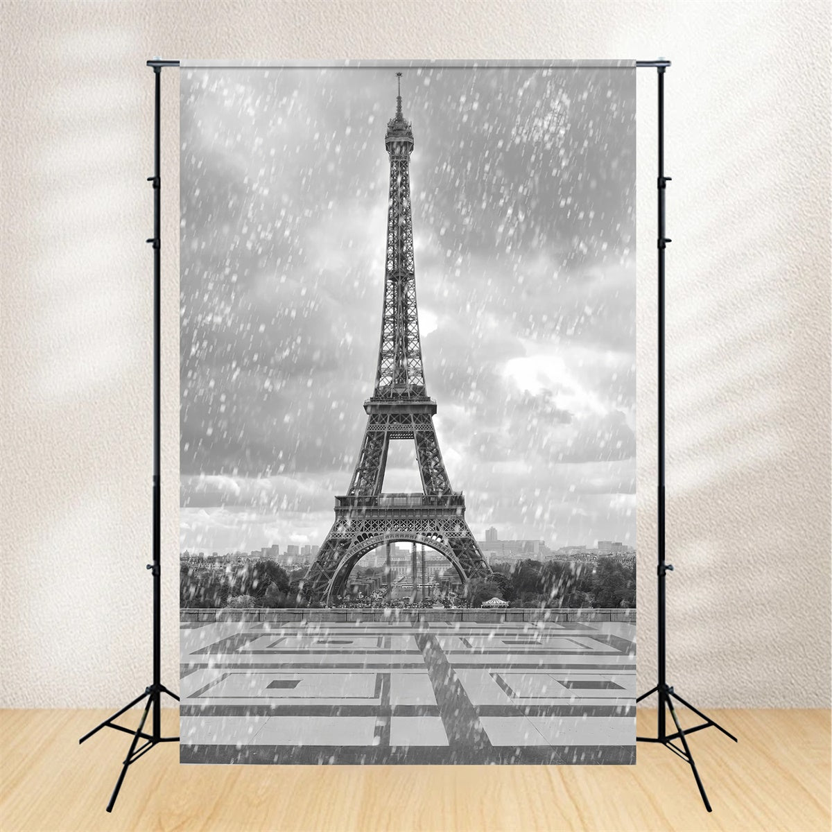 Paris Photo Backdrop Vintage Eiffel Tower Rainfall Backdrop UK GQ4-62