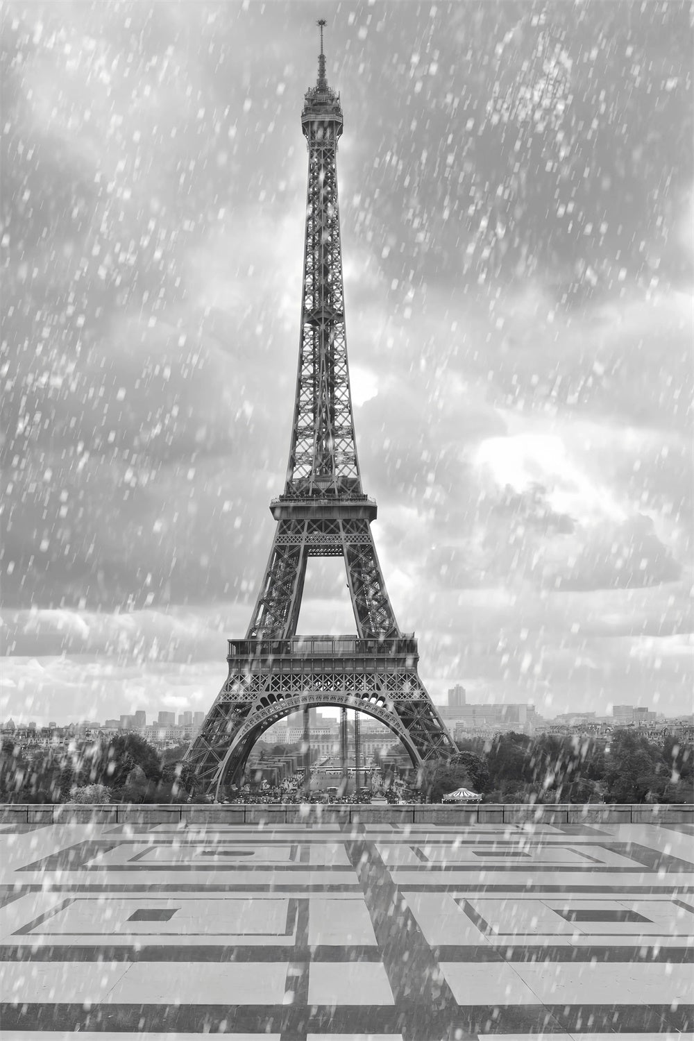 Paris Photo Backdrop Vintage Eiffel Tower Rainfall Backdrop UK GQ4-62