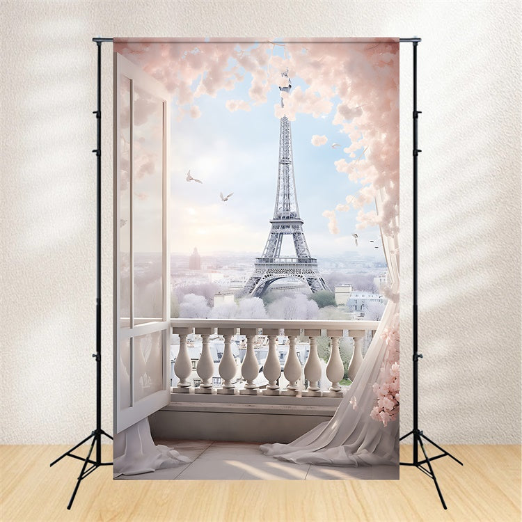Paris Themed Backdrops Elegant Balcony Paris Tower Backdrop UK GQ4-64