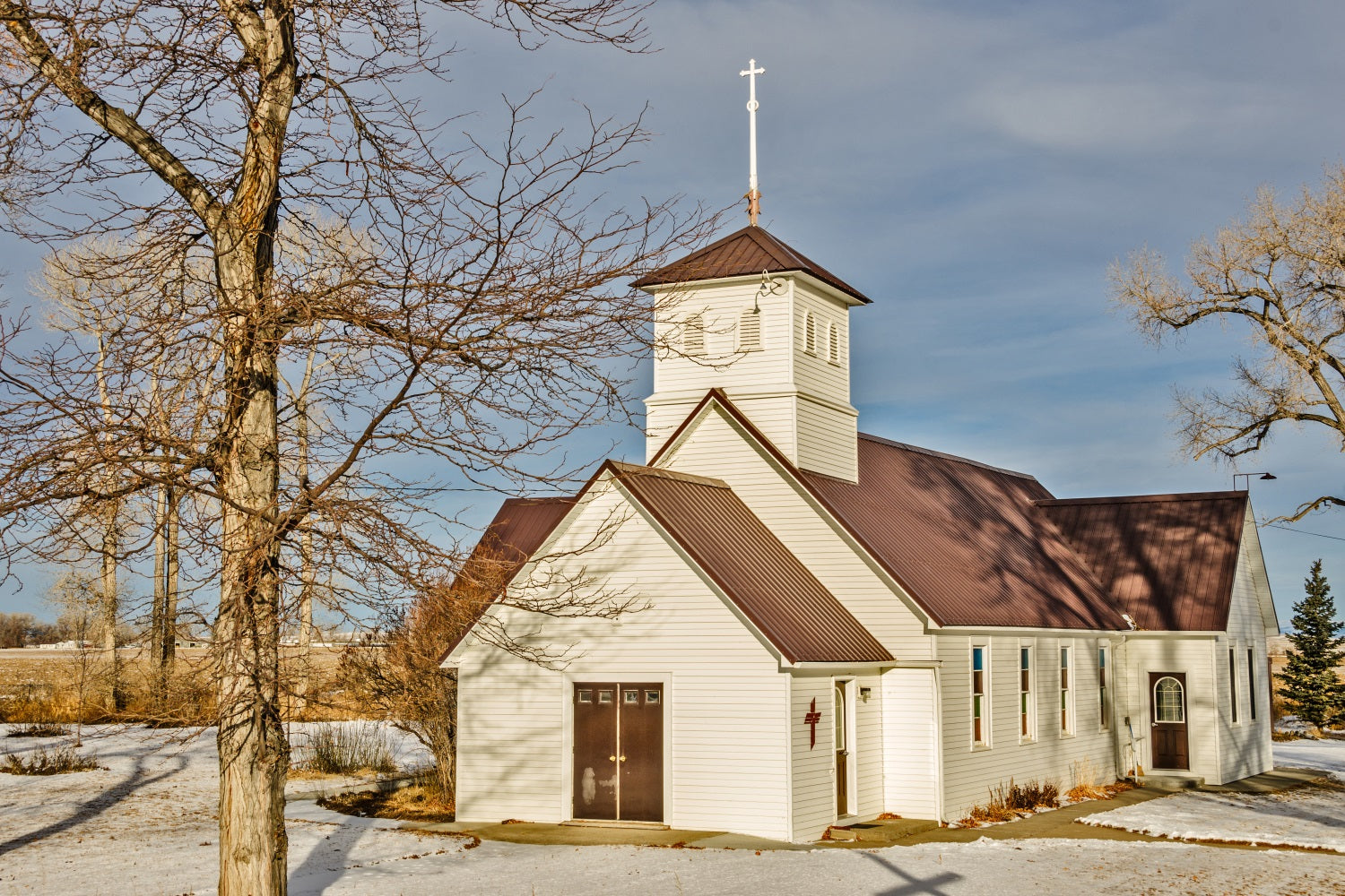 Church Photo Backdrop Rural Snow Architecture Backdrop UK GQ4-66