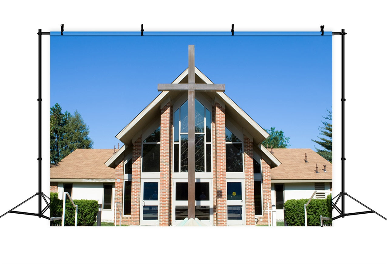 Church Backdrops Brick Cross Architecture Backdrop UK GQ4-68