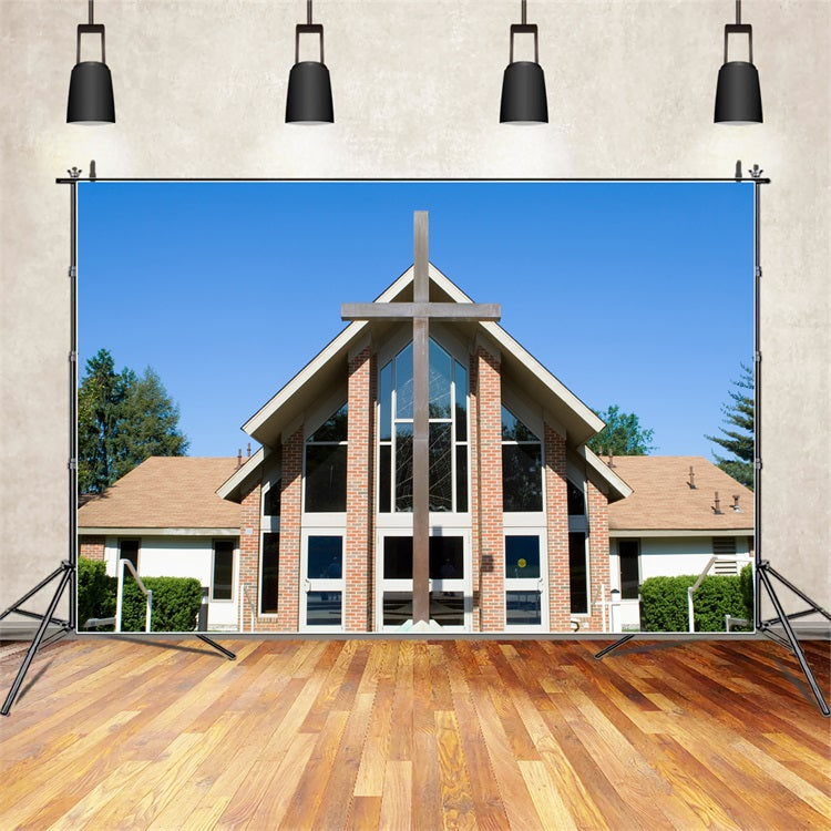 Church Backdrops Brick Cross Architecture Backdrop UK GQ4-68