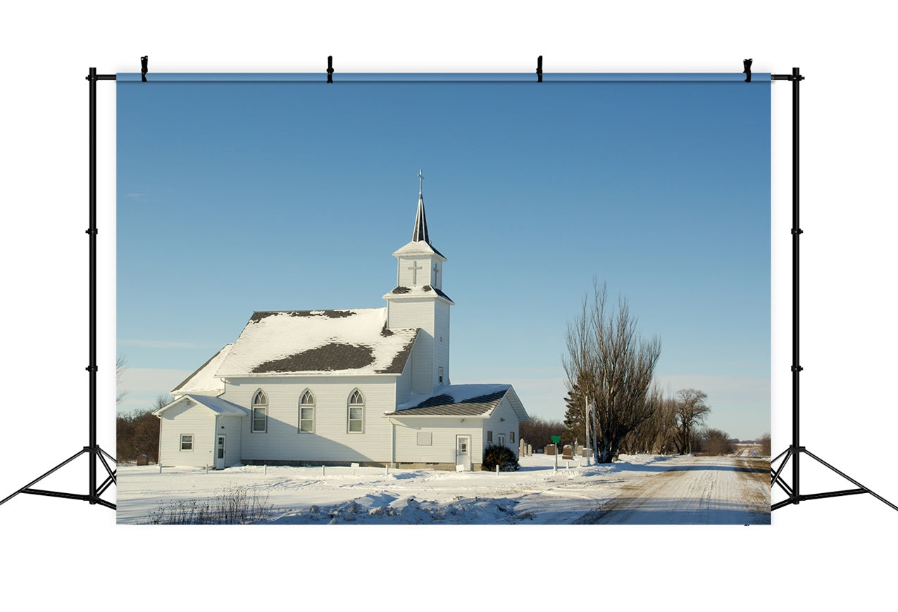 Church Photo Backdrop Winter Architecture Backdrop UK GQ4-69