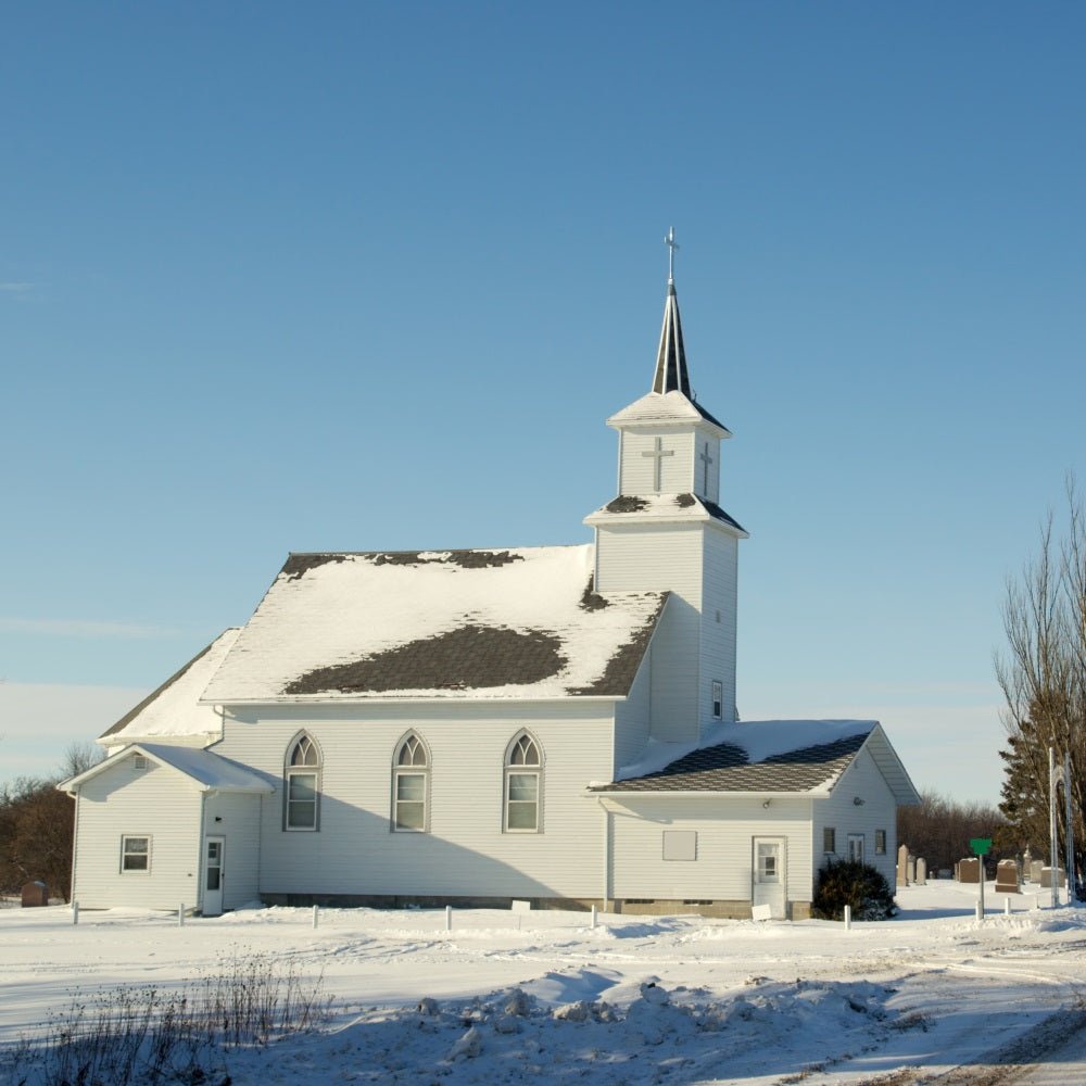 Church Photo Backdrop Winter Architecture Backdrop UK GQ4-69