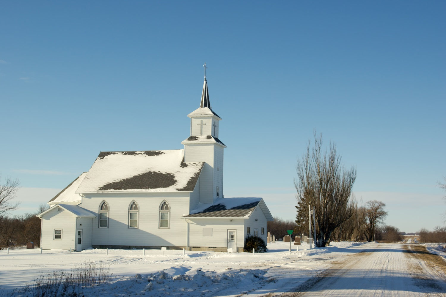 Church Photo Backdrop Winter Architecture Backdrop UK GQ4-69