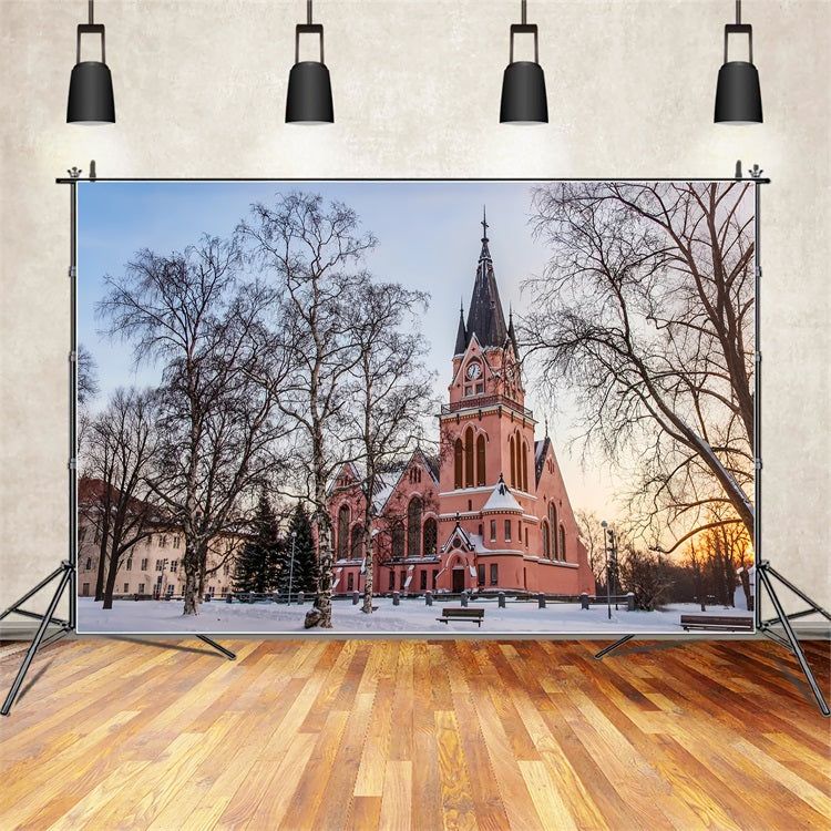 Church Photo Backdrop Clock Tower Architecture Backdrop UK GQ4-72
