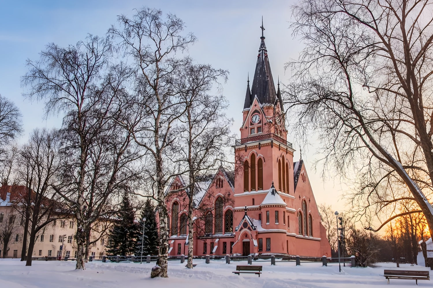 Church Photo Backdrop Clock Tower Architecture Backdrop UK GQ4-72