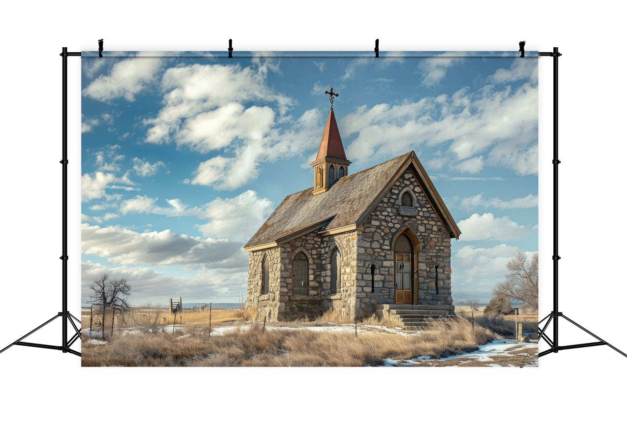 Church Backdrop Ideas Blue Sky Stone Architecture Backdrop UK GQ4-73