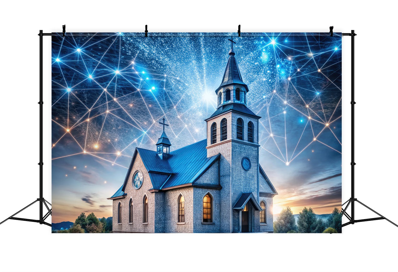 Church Backdrop Futuristic Night Sky Architecture Backdrop UK GQ4-74