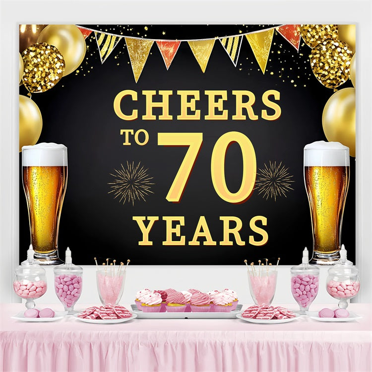 Birthday Photo Backdrop Beer Toast Balloons Personalised Backdrop UK GQ4-8