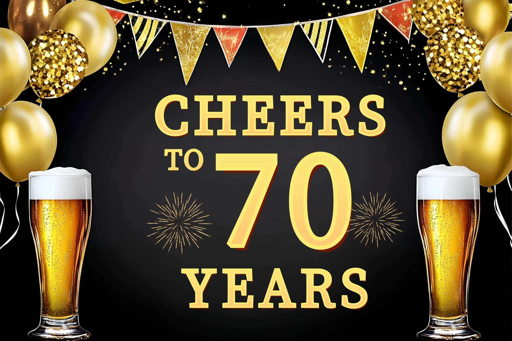 Birthday Photo Backdrop Beer Toast Balloons Personalised Backdrop UK GQ4-8