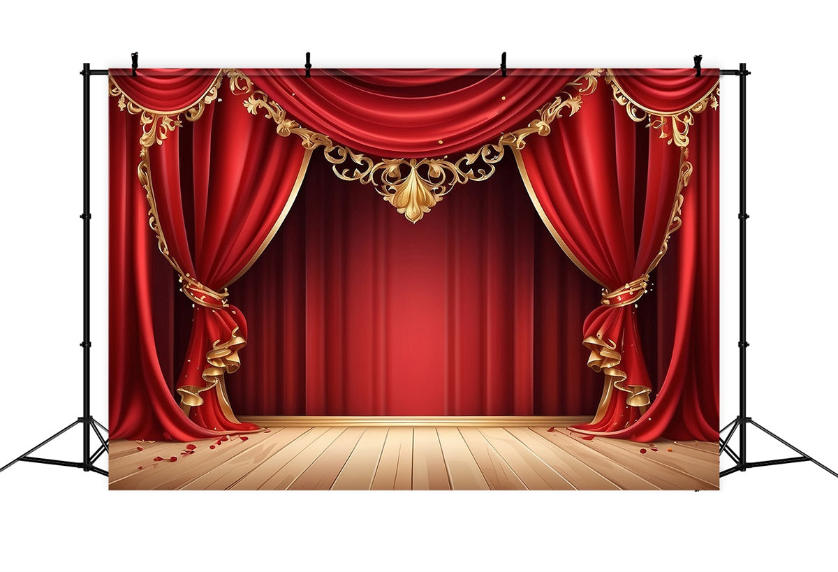 Red Carpet Photo Backdrop Gold Trim Red Curtain Backdrop UK GQ4-86