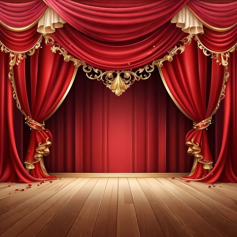 Red Carpet Photo Backdrop Gold Trim Red Curtain Backdrop UK GQ4-86