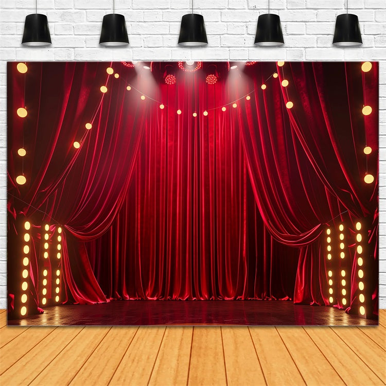 Red Carpet Photo Backdrop Glam Drapes Spotlights Backdrop UK GQ4-89