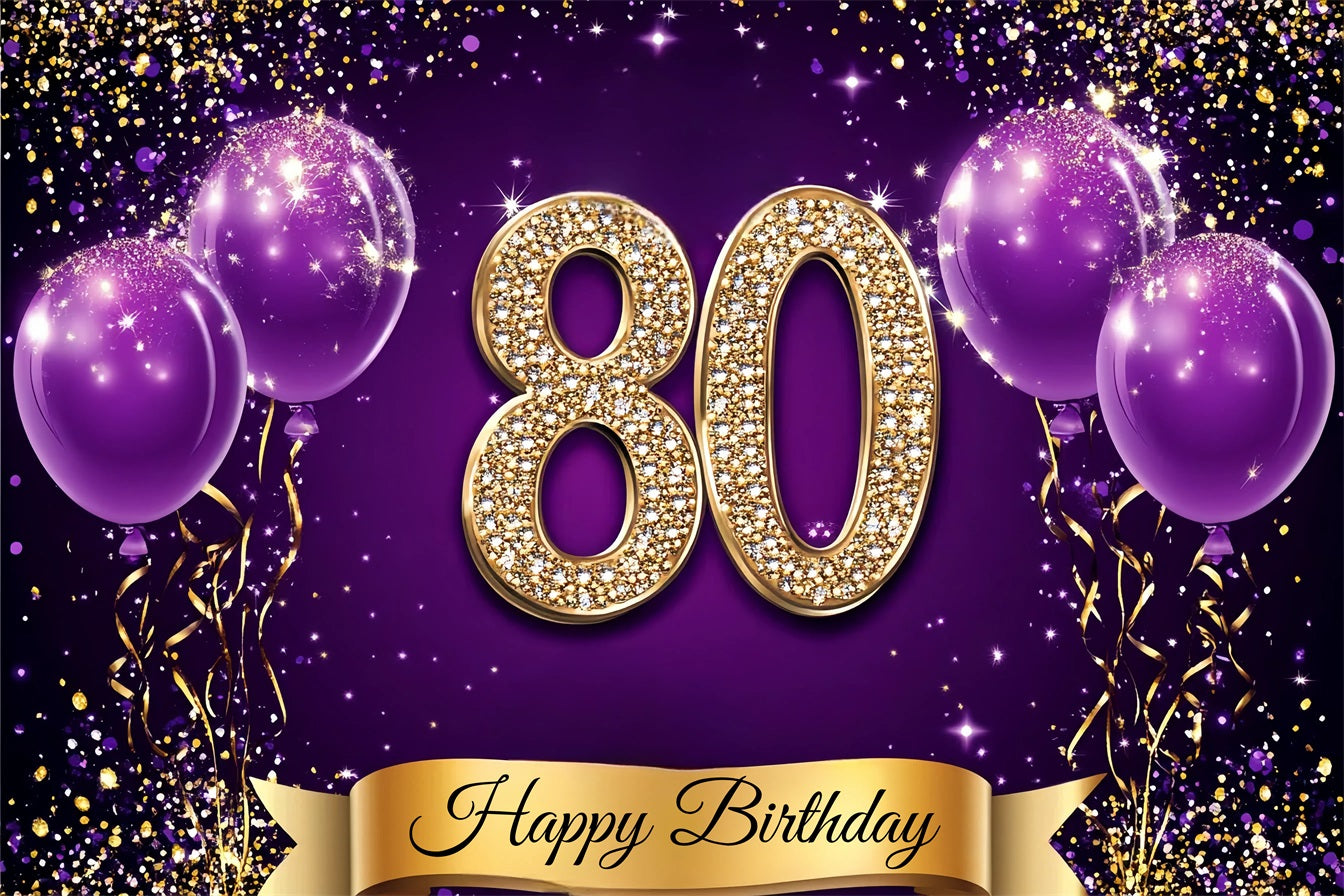 Personalized Birthday Backdrops 80th Diamond Balloon Backdrop UK GQ4-9