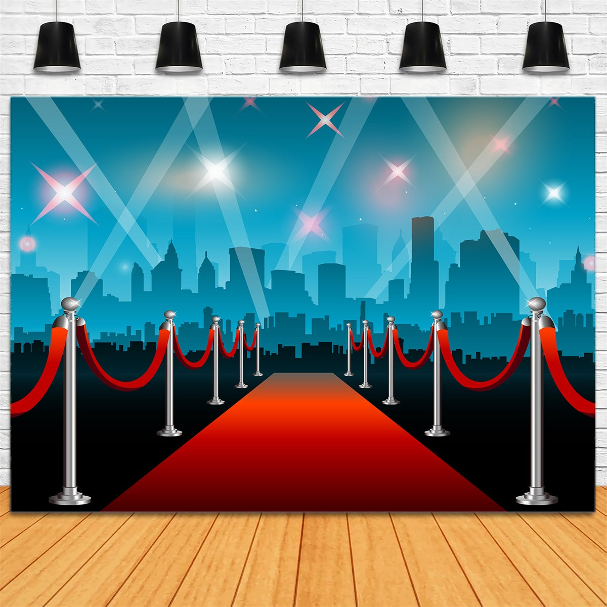 Red Carpet Backdrops City Lights Blue Skyline Backdrop UK GQ4-90