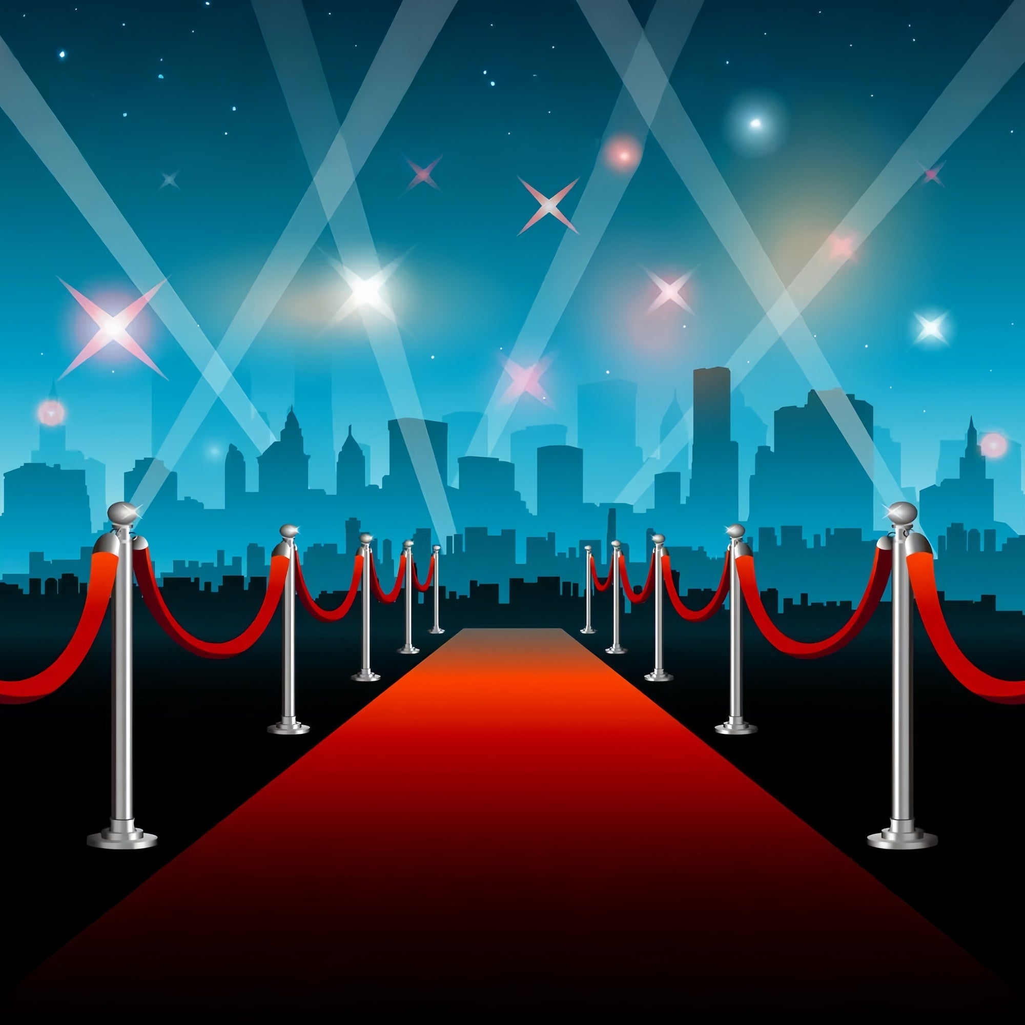 Red Carpet Backdrops City Lights Blue Skyline Backdrop UK GQ4-90