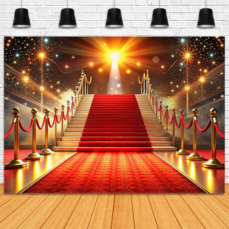 Red Carpet Backdrop Luxurious Staircase Sparkles Backdrop UK GQ4-91