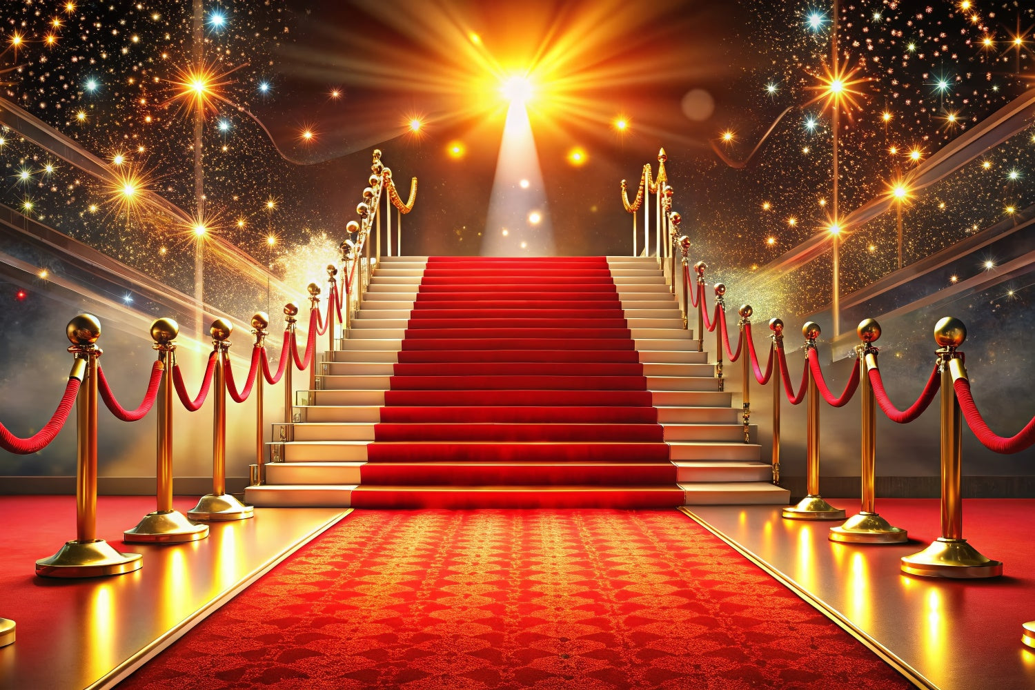Red Carpet Backdrop Luxurious Staircase Sparkles Backdrop UK GQ4-91