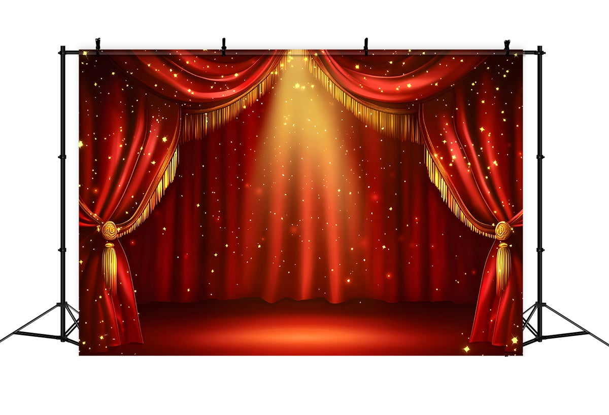 Red Carpet Photo Backdrop Golden Sparkle Curtain Backdrop UK GQ4-94